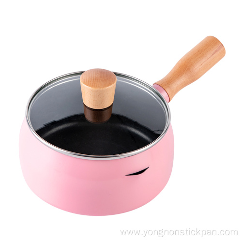 16CM small milk pot with wooden handle